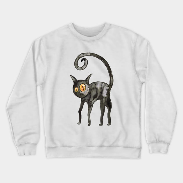 Black cat watercolor Crewneck Sweatshirt by Bwiselizzy